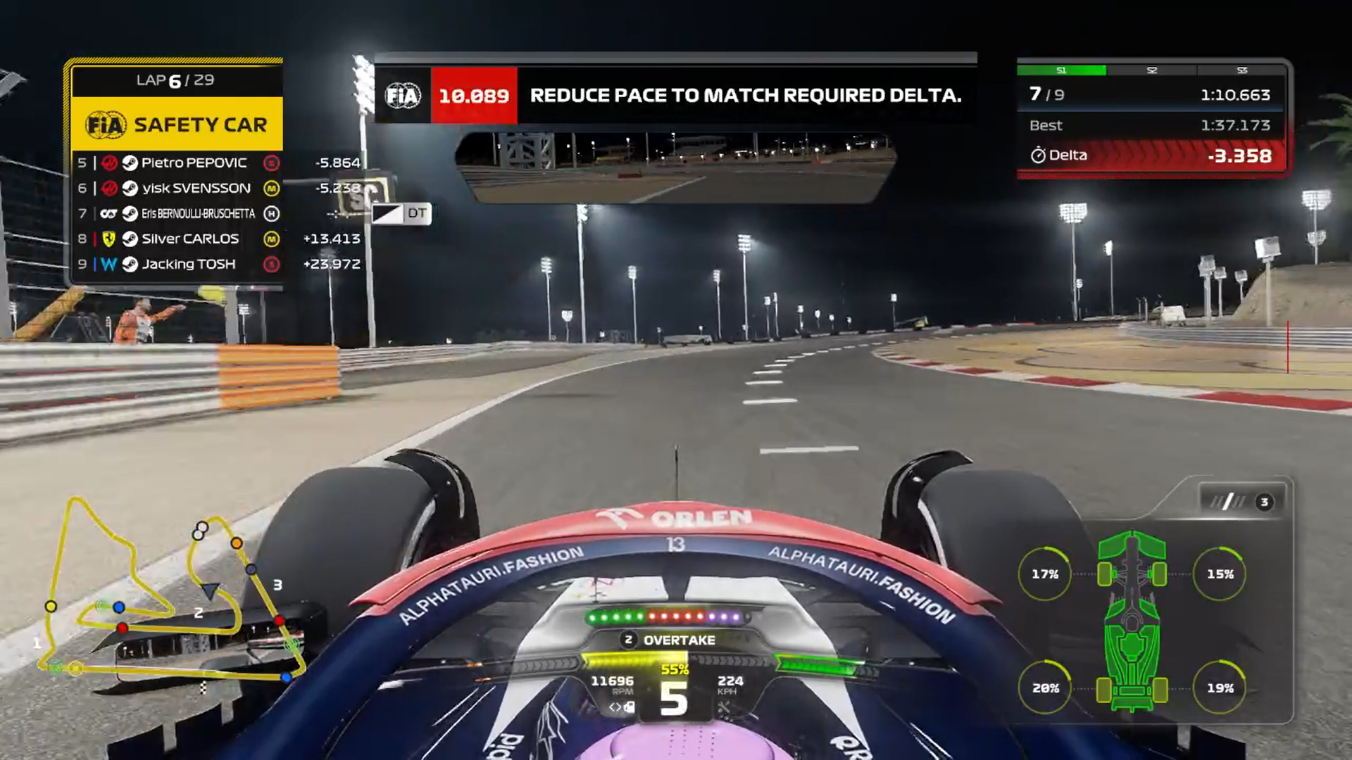 Eris in Bahrain during the safety car